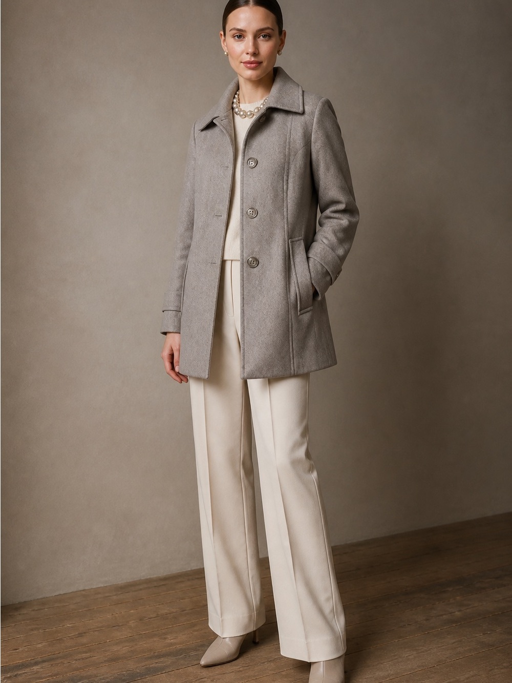 London Fog Light Gray Pea Coat